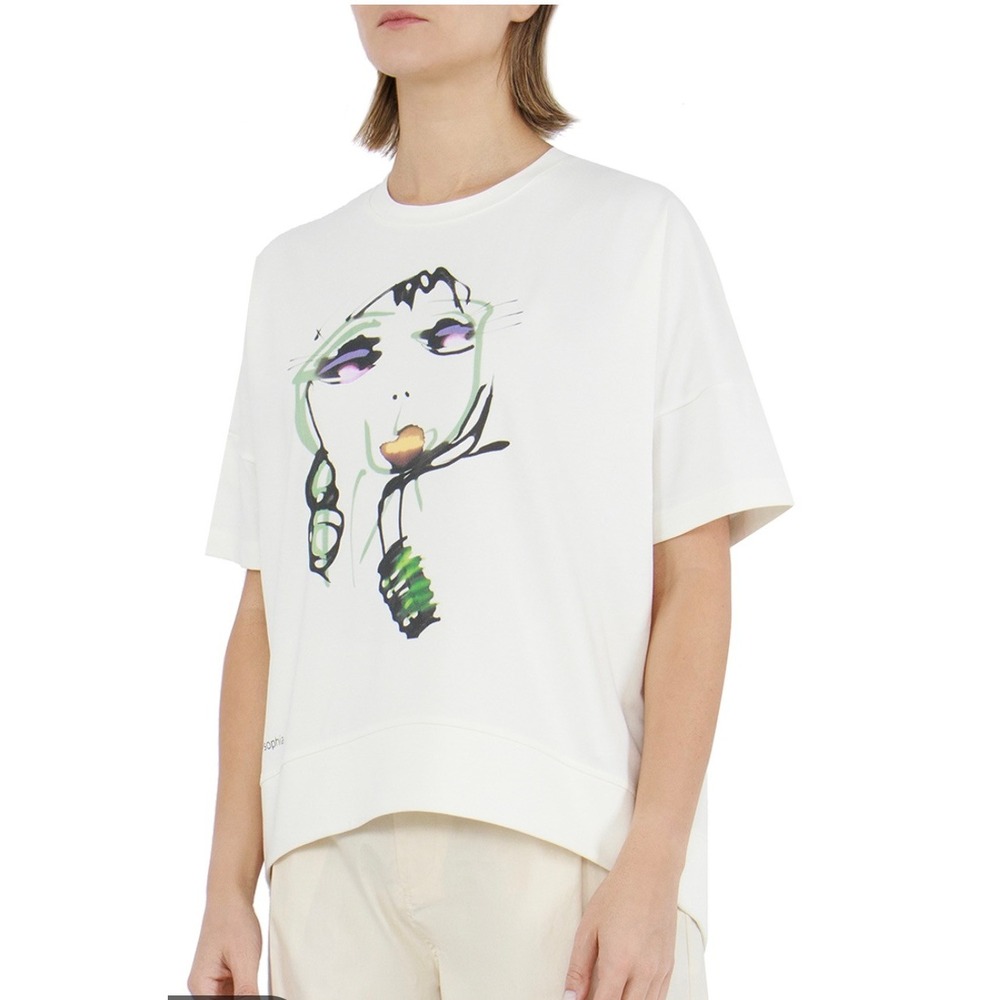 Psophia Vazquez de Castro Graphic T-Shirt Off White Artistic Face Print S